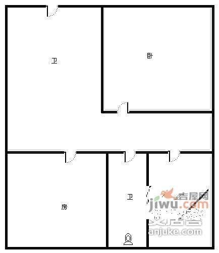 鲤鱼池小区2室1厅1卫63㎡户型图