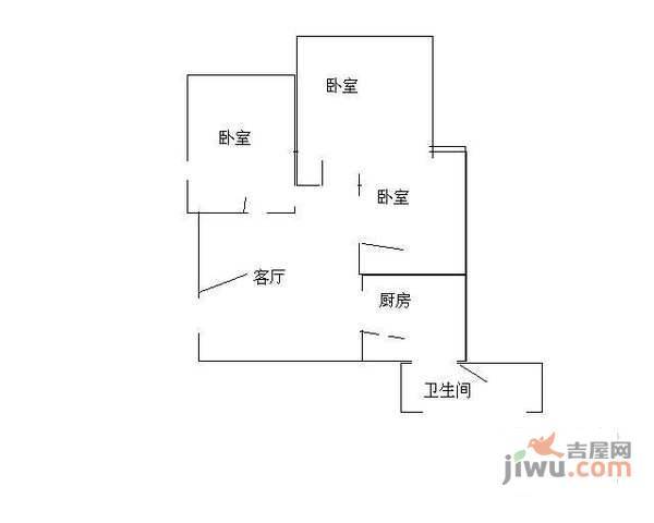 鲤鱼池小区3室1厅1卫79㎡户型图