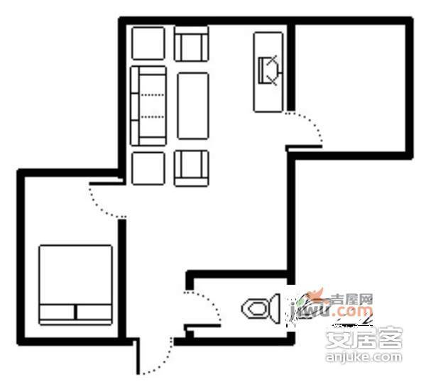 正能雅舍1室1厅1卫33㎡户型图