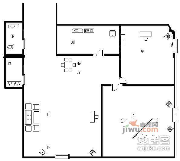 盛仁汇大厦2室2厅1卫97㎡户型图