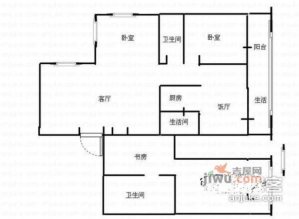 海韵楼3室2厅2卫133㎡户型图