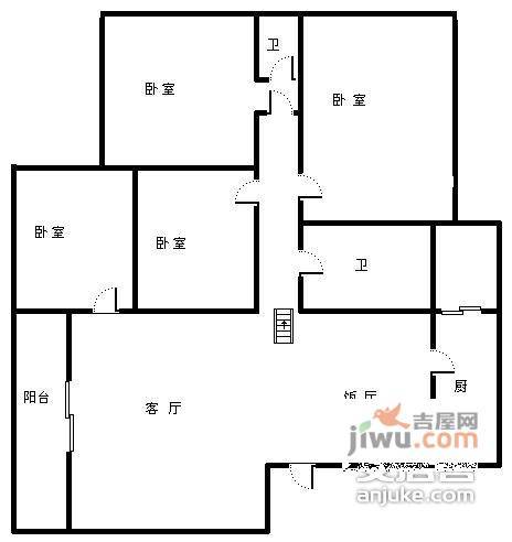 文星村小区3室2厅2卫127㎡户型图