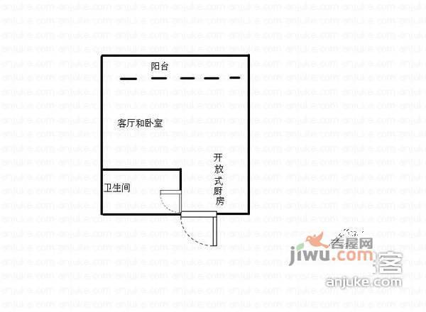 建园小区1室0厅1卫27㎡户型图