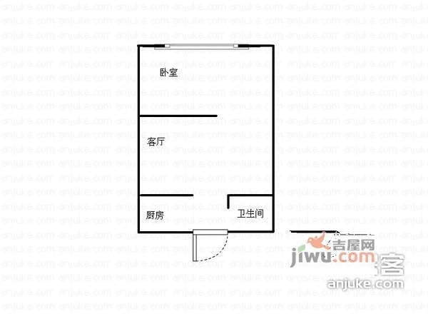 建园小区1室1厅1卫40㎡户型图