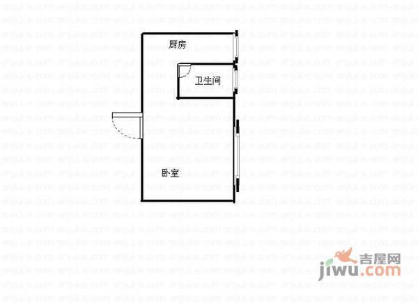 建园小区1室0厅1卫27㎡户型图