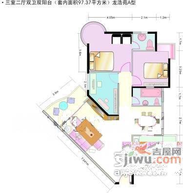 渝安龙都3室2厅2卫户型图