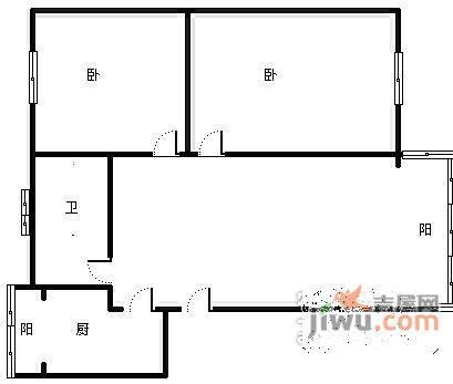 渝州路小区2室2厅1卫89㎡户型图