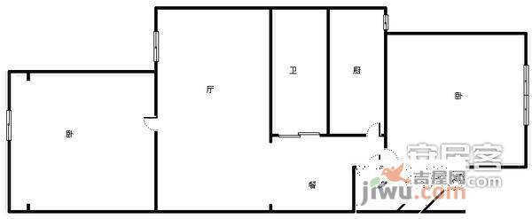 三色花园2室2厅1卫77㎡户型图