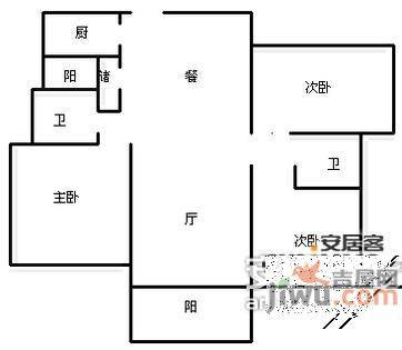 东和院3室2厅2卫121㎡户型图