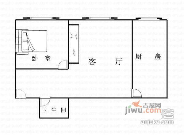 韵动人家1室1厅1卫46㎡户型图