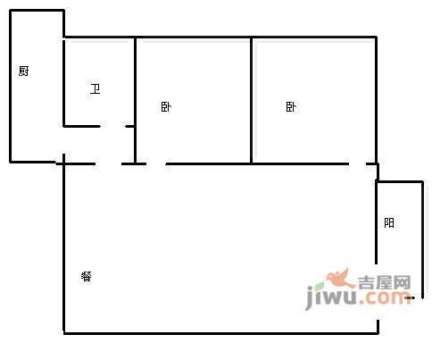 贝迪龙庭2室1厅1卫80㎡户型图