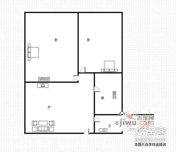 金城国际2室1厅1卫77㎡户型图