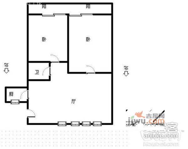 巨东青春华庭2室2厅1卫户型图