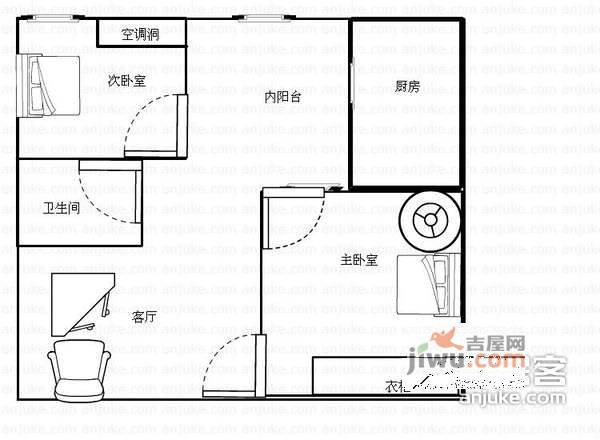 巨东青春华庭2室2厅1卫户型图