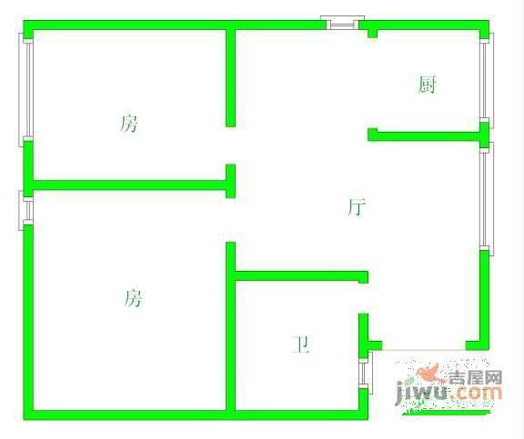 南方新城北苑2室1厅1卫户型图