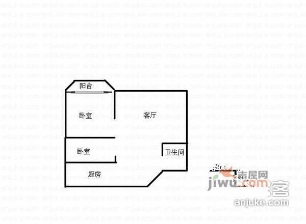 原野大厦2室1厅1卫65㎡户型图