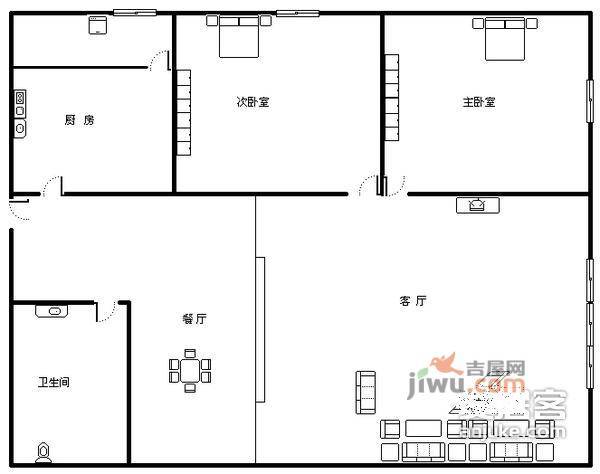 原野大厦2室2厅1卫户型图