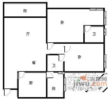 书香美舍2室2厅2卫户型图