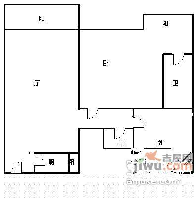 书香美舍2室2厅2卫户型图