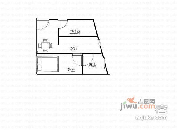 创景20001室1厅1卫户型图