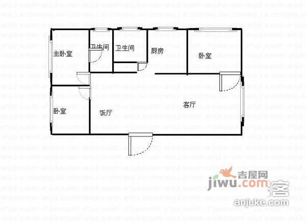 煤建新村3室2厅2卫128㎡户型图