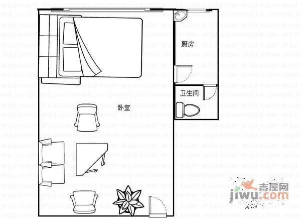 铂蓝地1室0厅1卫47㎡户型图