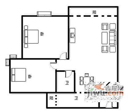 江北金果园小区2室2厅1卫户型图