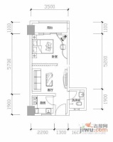 隆鑫花漾四季1室1厅1卫43㎡户型图