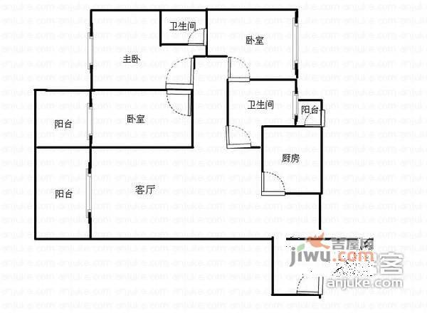 平安家园3室2厅2卫105㎡户型图