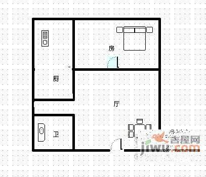 新城丽都1室1厅1卫57㎡户型图