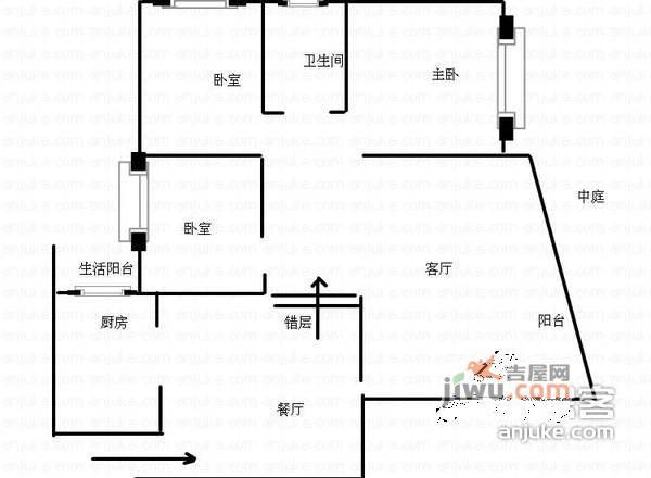 新城丽都3室2厅1卫127㎡户型图