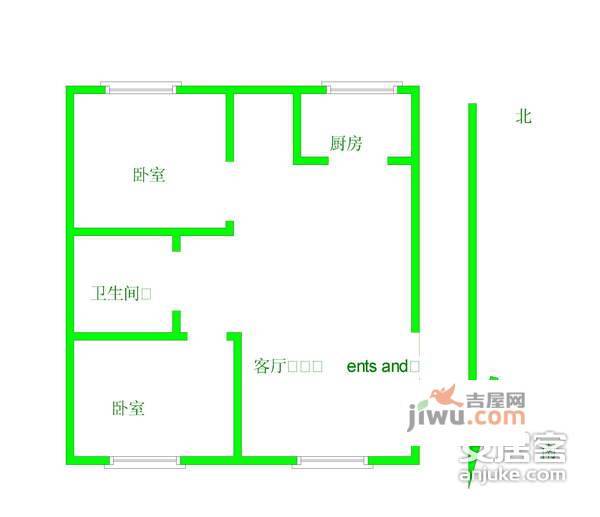 月光小区2室1厅1卫户型图