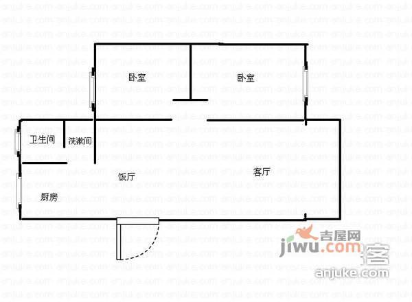 月光小区2室2厅1卫户型图