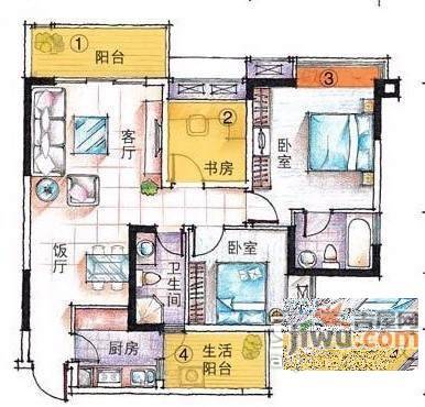 天景美梦城真3室2厅2卫122㎡户型图