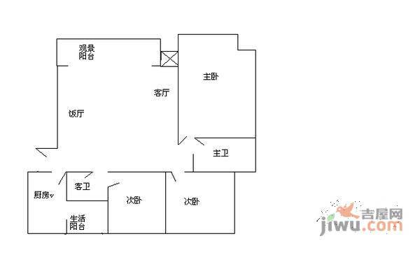 天景美梦城真3室2厅2卫122㎡户型图