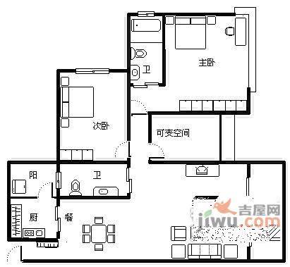 天景美梦城真3室2厅2卫122㎡户型图