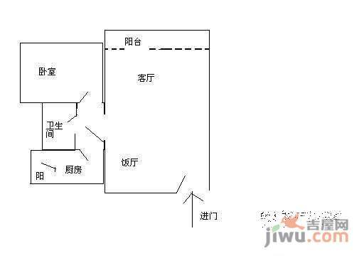 春风城市心筑1室2厅1卫户型图