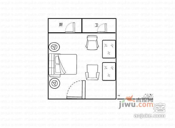 洲际半岛新城1室0厅1卫24㎡户型图