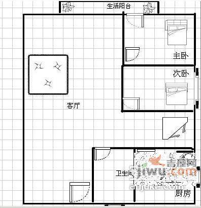 新港花园2室2厅1卫96㎡户型图