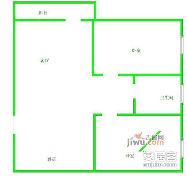 渝港花园2室2厅1卫89㎡户型图