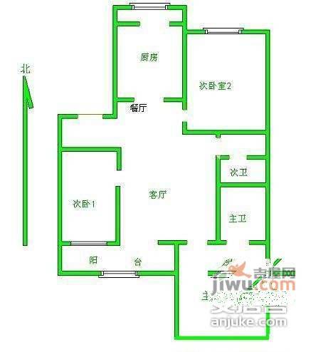 渝港花园3室2厅2卫112㎡户型图