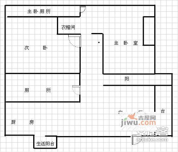 北温泉九号2室2厅2卫120㎡户型图