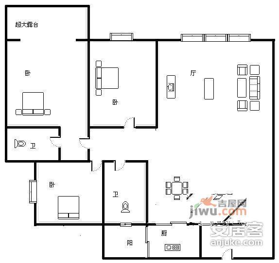 中交丽景3室2厅2卫户型图