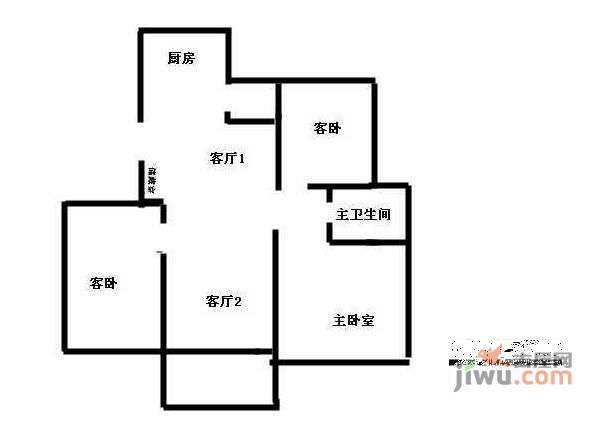 阳光绿洲3室2厅2卫106㎡户型图