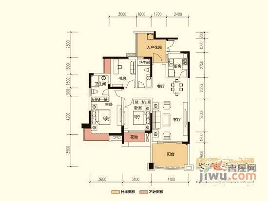 阳光绿洲3室2厅2卫106㎡户型图