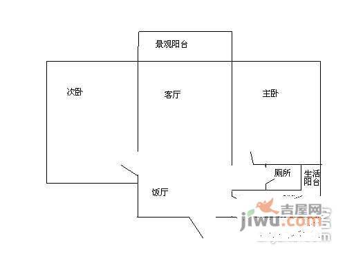 上海城2室2厅2卫98㎡户型图