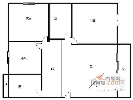 兰湖天3室2厅1卫户型图