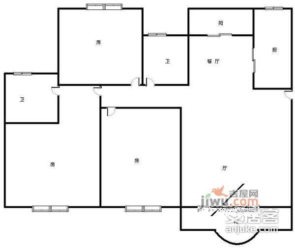 兰湖天3室2厅2卫130㎡户型图