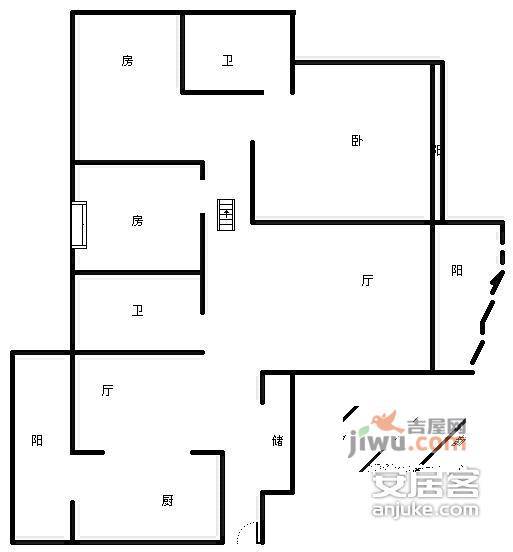 兰湖天3室2厅2卫130㎡户型图