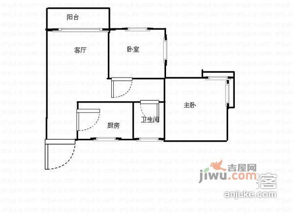 星月湾2室1厅1卫79㎡户型图